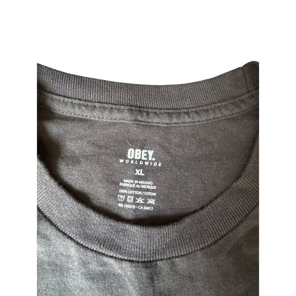 $8 WHEN BUNDLED Obey Men's Size XL 3 Face Collage Short Sleeve Black T-Shirt - Picture 7 of 9